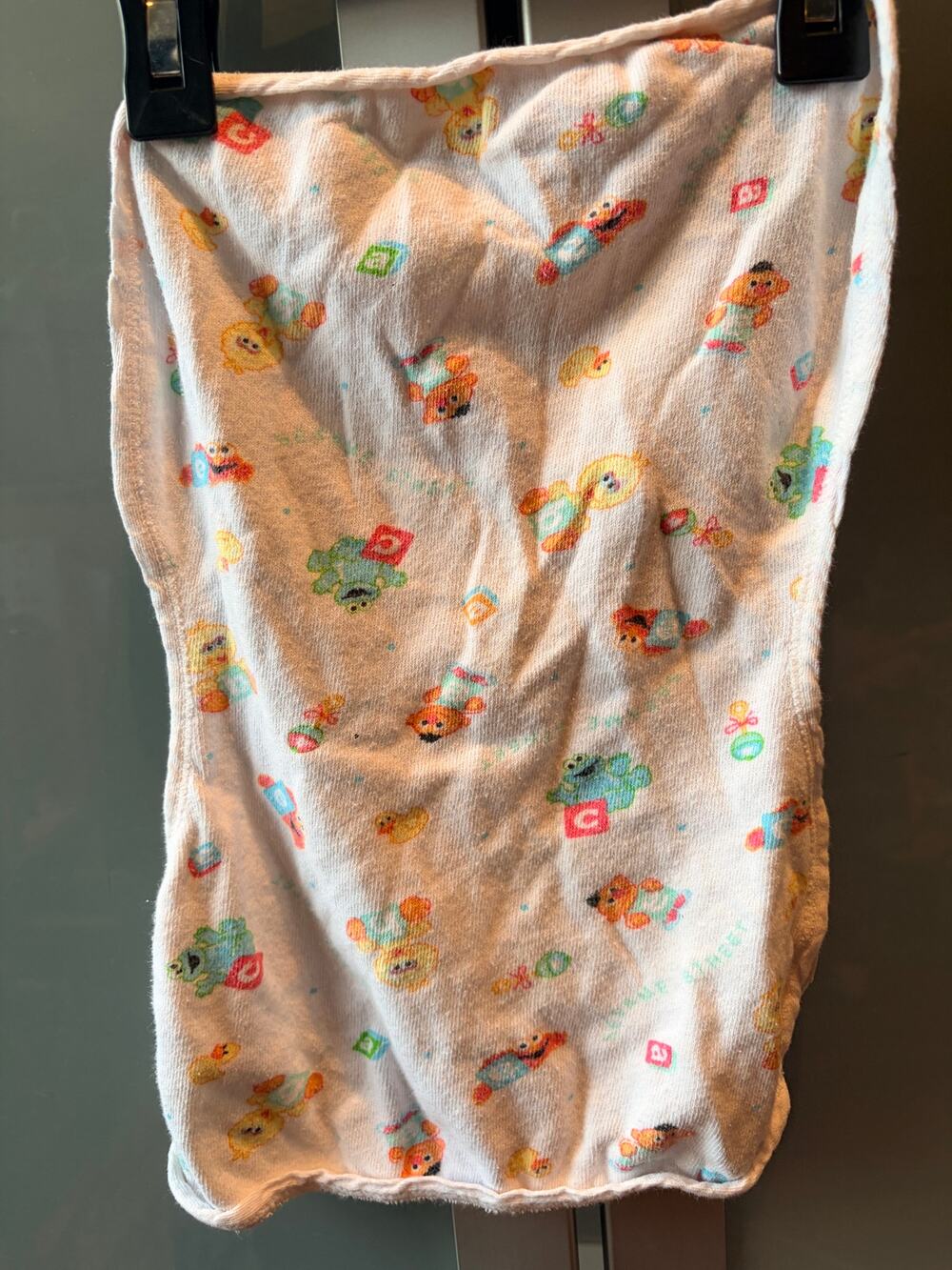 Vintage Sesame Street Burp Cloth Elmo Big Bird Cookie Monster Baby Terry
